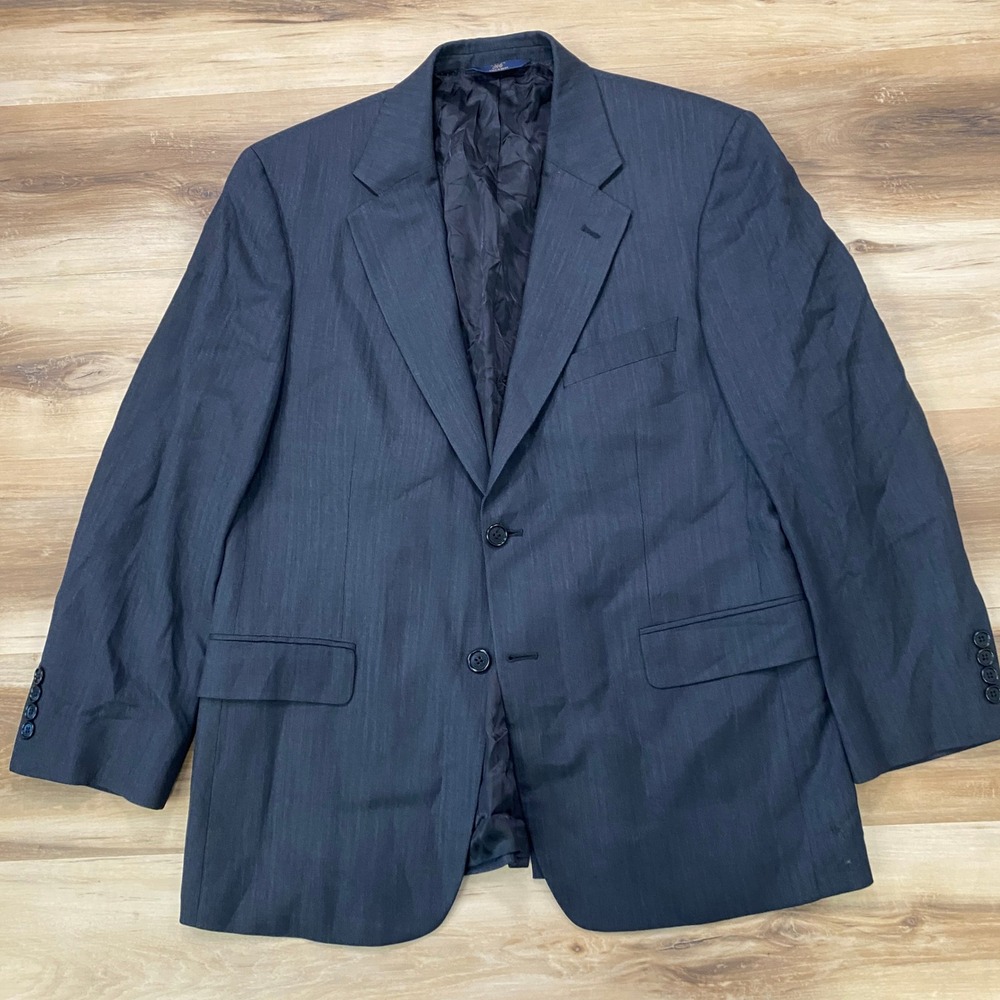 Brooks Brothers 346 Blazer 40S Wool Stretch Herringbone Two Button Gray Jacket